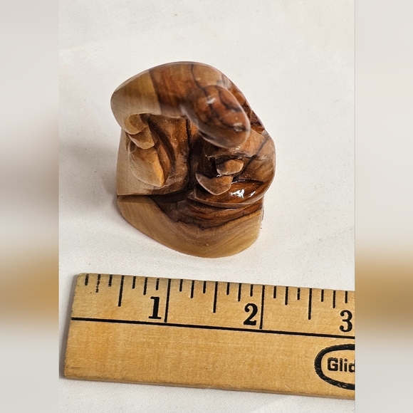 Holy Family MCM Abstract Olive Wood Nativity 3.5"×2"  Hand Carved Religious - Picture 8 of 8